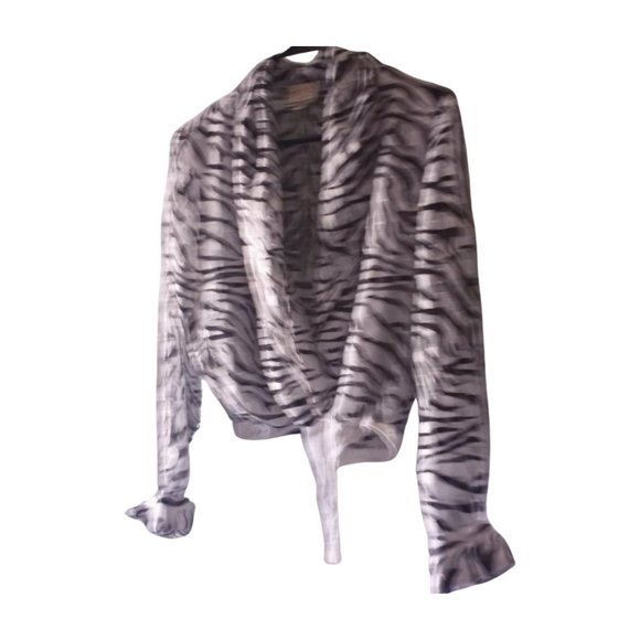 Women's L Cache Tiger Striped Chiffon Bodysuit - Picture 13 of 17